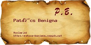 Patócs Benigna névjegykártya