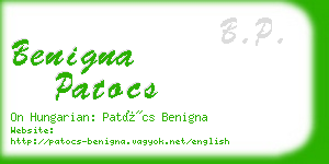 benigna patocs business card